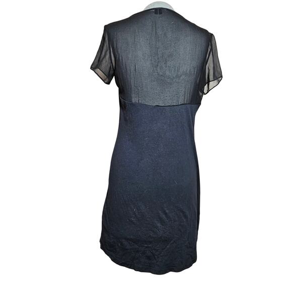 Theyskens Theory Black Cotton and Silk Sheer Accent Mini Dress Size Small - Picture 2 of 4
